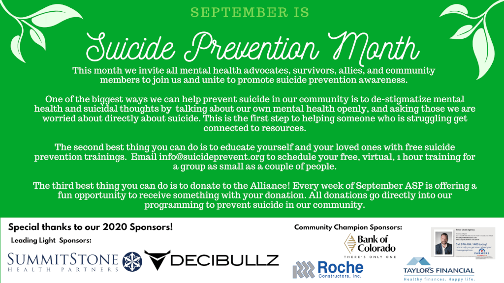 Suicide Prevention Month Alliance for Suicide Prevention of Larimer